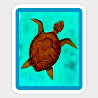 Turtle swimming in the ocean Sticker